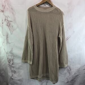 Quince Dress Womens Medium Beige Tan Sweater Open Knit Cover Up Mini Organic